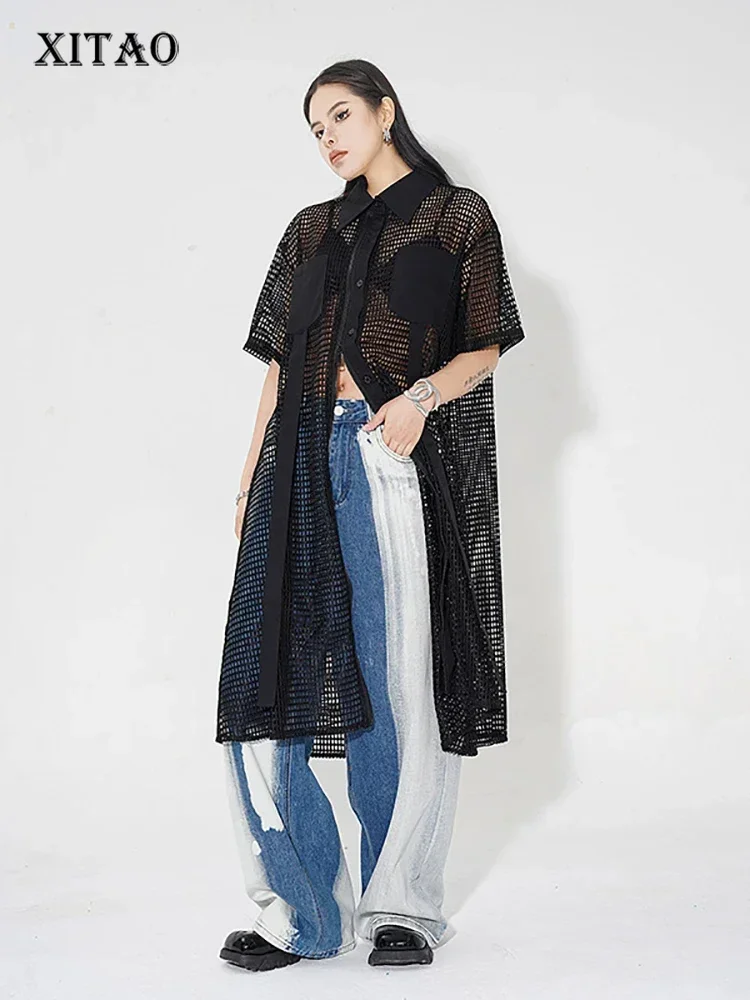 XITAO Perspective Mesh Dress Solid Color Turn Down Collar Short Sleeve Loose Casual Summer Fashion Women New Dress LYD1765
XITAO Perspective Mesh Dress Solid Color Turn Down Collar Short Sleeve Loose Casual Summer Fashion Women New Dress LYD1765