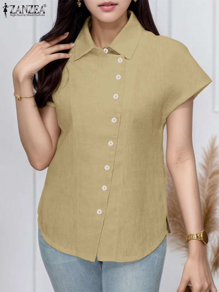 ZANZEA Summer Office Shirts 2025 Women Short Cap Sleeve Buttons Blouse Fashion Solid Work OL Tops Chic Female Chemise Oversize
ZANZEA Summer Office Shirts 2025 Women Short Cap Sleeve Buttons Blouse Fashion Solid Work OL Tops Chic Female Chemise Oversize