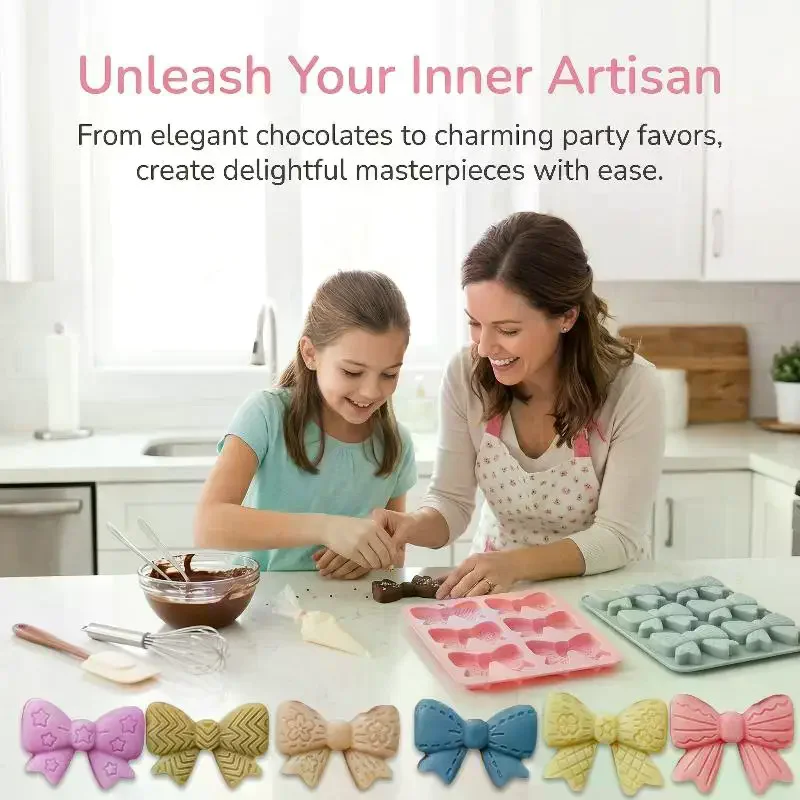 Bow Chocolate Silicone Mold, 6 Cavities Mini Bows Sugar Candy Mold Bowknot Cake Pop Mold DIY Cupcake Toppers Cake Decorating
Bow Chocolate Silicone Mold, 6 Cavities Mini Bows Sugar Candy Mold Bowknot Cake Pop Mold DIY Cupcake Toppers Cake Decorating