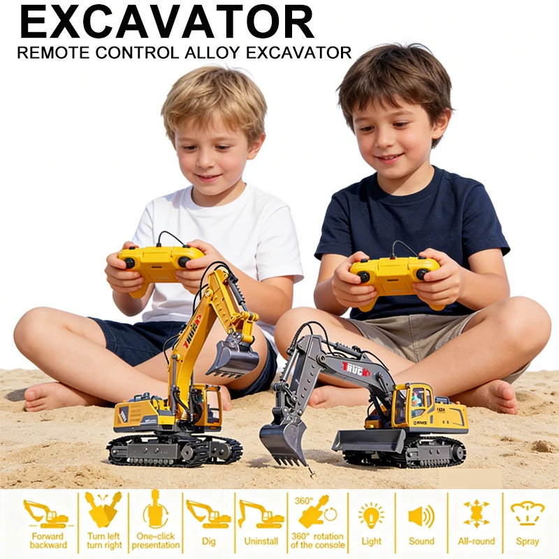 Funtional 11/13 CH Alloy Remote Control Excavator 2.4G RC Crawler Engineering Vehicle Toy for Kids Christmas Birthday Gift
Funtional 11/13 CH Alloy Remote Control Excavator 2.4G RC Crawler Engineering Vehicle Toy for Kids Christmas Birthday Gift