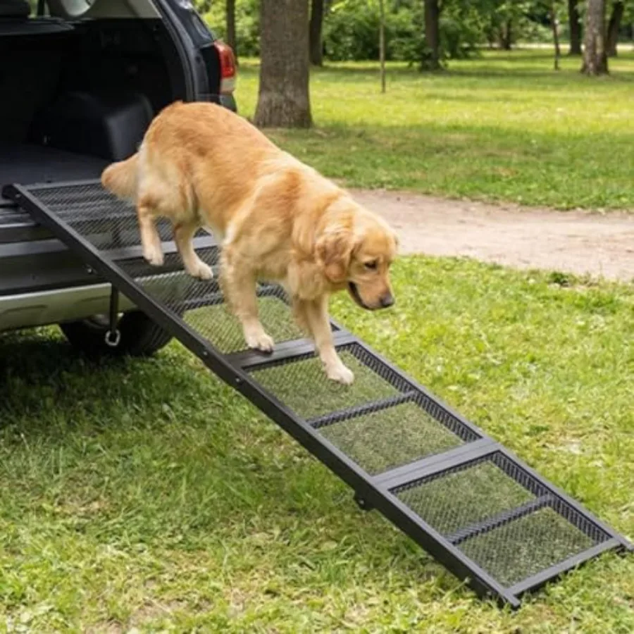 Car SUV couch 70.8 folding dog ramp for large senior pets, black aluminum alloy, non-slip surface, portable 4-fold design
Car SUV couch 70.8 folding dog ramp for large senior pets, black aluminum alloy, non-slip surface, portable 4-fold design