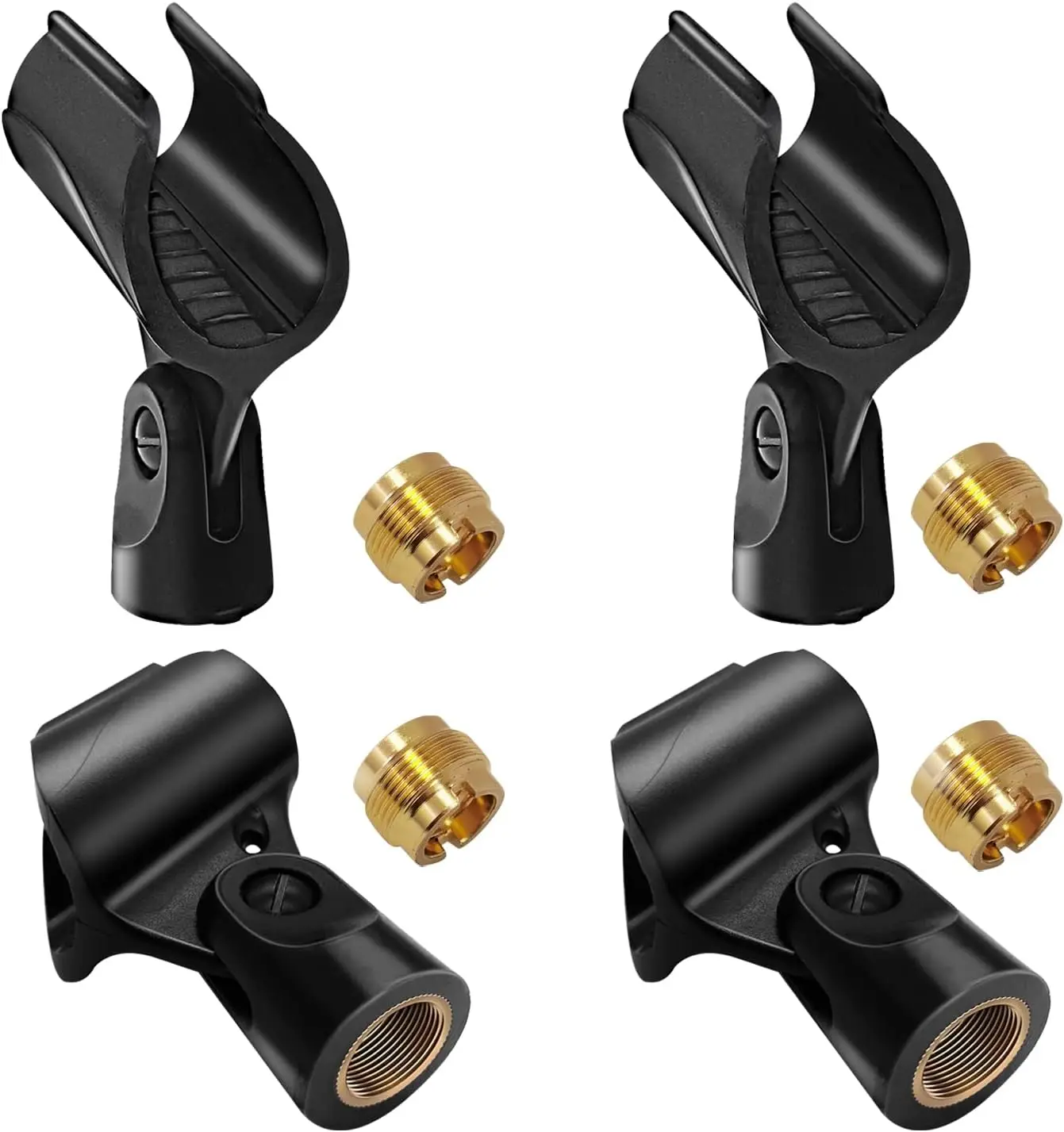 4-Pack Universal Microphone Clip Holder with 5/8" to 3/8" Screw Adapter for Handheld Mics
4-Pack Universal Microphone Clip Holder with 5/8" to 3/8" Screw Adapter for Handheld Mics