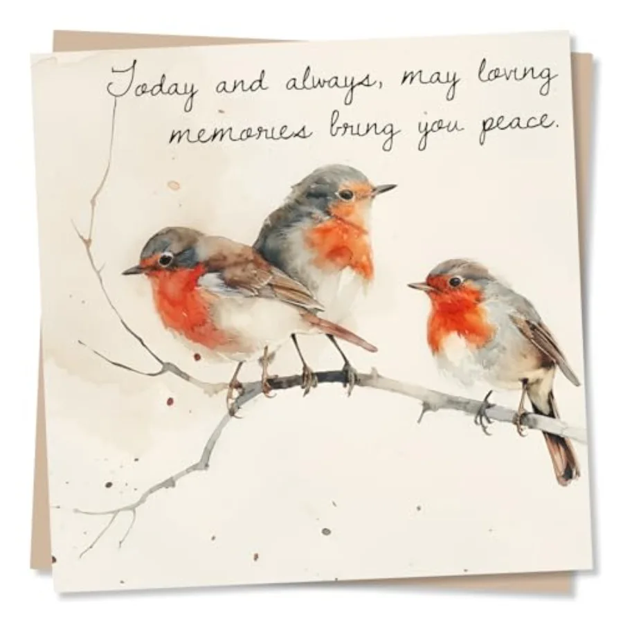 Heartfelt Robin Condolences Card - May Loving Memories Bring You Peace - Three Birds, Watercolour Design - Sympathy Card For Lo
Heartfelt Robin Condolences Card - May Loving Memories Bring You Peace - Three Birds, Watercolour Design - Sympathy Card For Lo