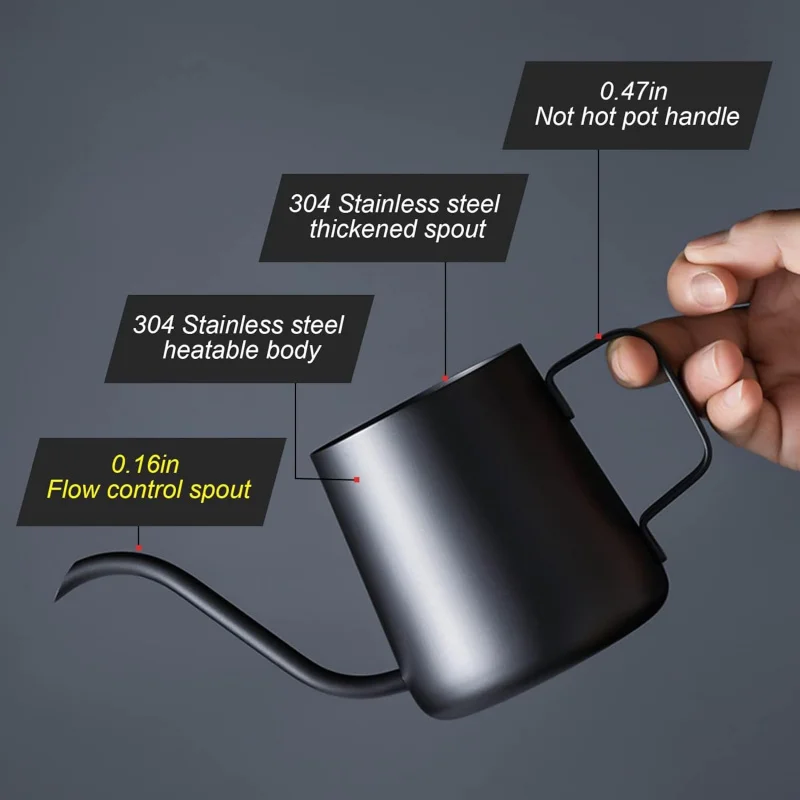 Gooseneck spout coffee pot with hanging ears, long narrow drip cup coffee pot, suitable for travel, outdoor camping
Gooseneck spout coffee pot with hanging ears, long narrow drip cup coffee pot, suitable for travel, outdoor camping