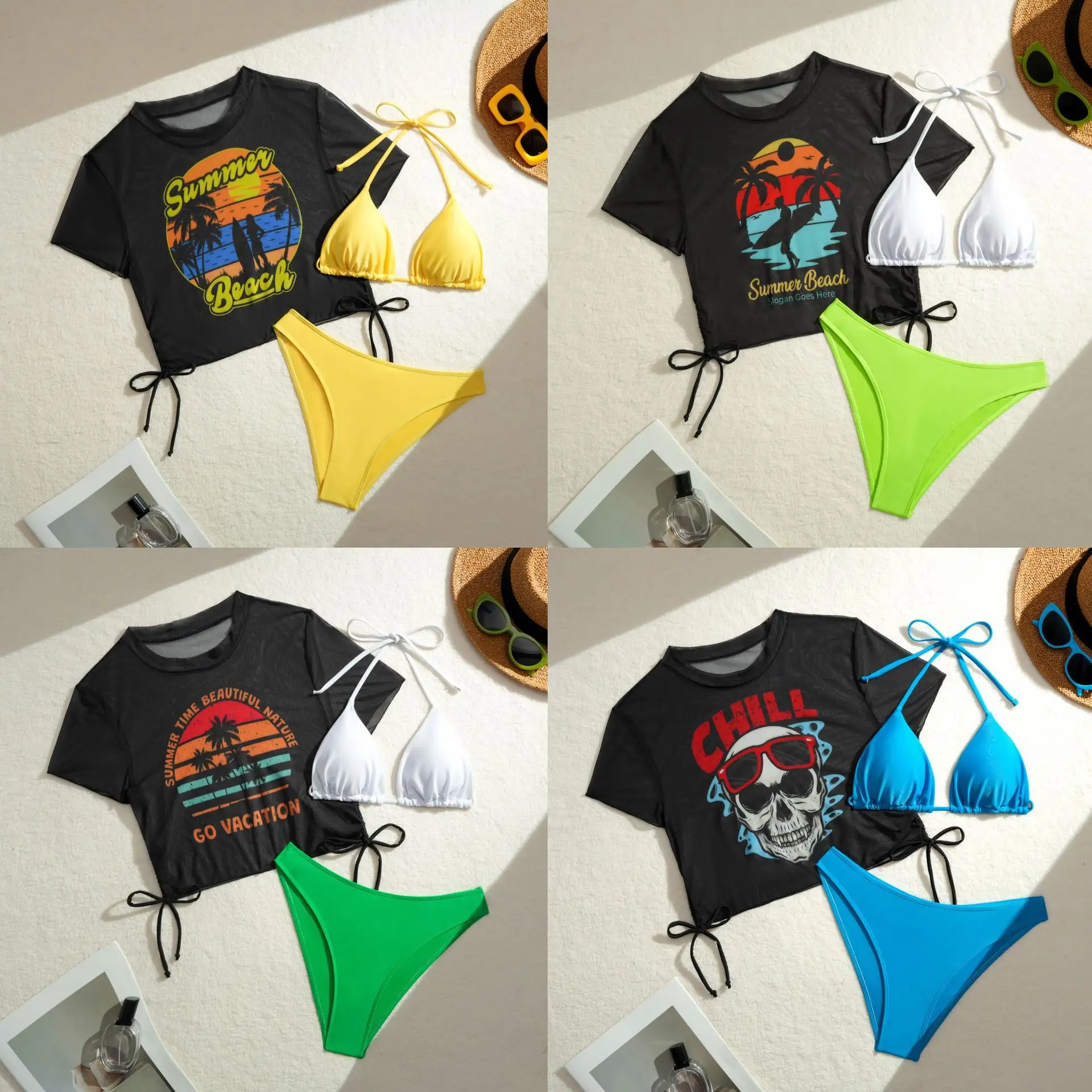 Bathing Suit Women European And American Sexy Fashion Mesh Lace-up Printing Three-piece Swimsuit
Bathing Suit Women European And American Sexy Fashion Mesh Lace-up Printing Three-piece Swimsuit