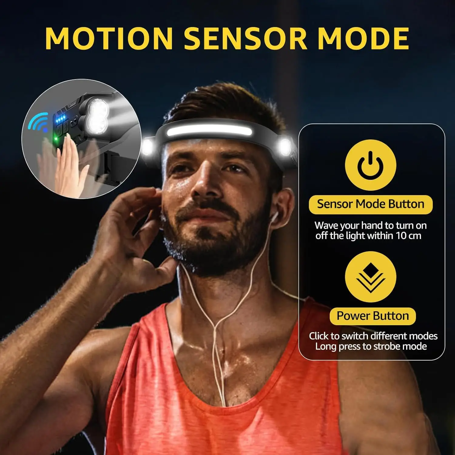 Double-Tipped Rotating Silicone Headlamp Dual Batteries 2400mAh - 4 LEDs Rechargeable Night Running And Camping Sensor Headlamp
Double-Tipped Rotating Silicone Headlamp Dual Batteries 2400mAh - 4 LEDs Rechargeable Night Running And Camping Sensor Headlamp
