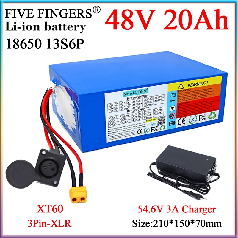 48V 20Ah 13S6P Lithium Battery Pack 18650 Built-in BMS For Electric two wheelers Scooter Motorcycle Li-ion Cells+54.6 3A charger
48V 20Ah 13S6P Lithium Battery Pack 18650 Built-in BMS For Electric two wheelers Scooter Motorcycle Li-ion Cells+54.6 3A charger