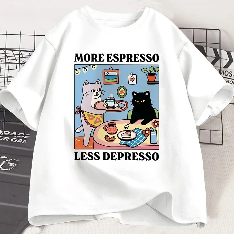 More Espresso Less Depresso Black Cat T-shirt Women Funny Coffee Cat T Shirt Casual Summer Short Sleeve Tshirt Tops
More Espresso Less Depresso Black Cat T-shirt Women Funny Coffee Cat T Shirt Casual Summer Short Sleeve Tshirt Tops
