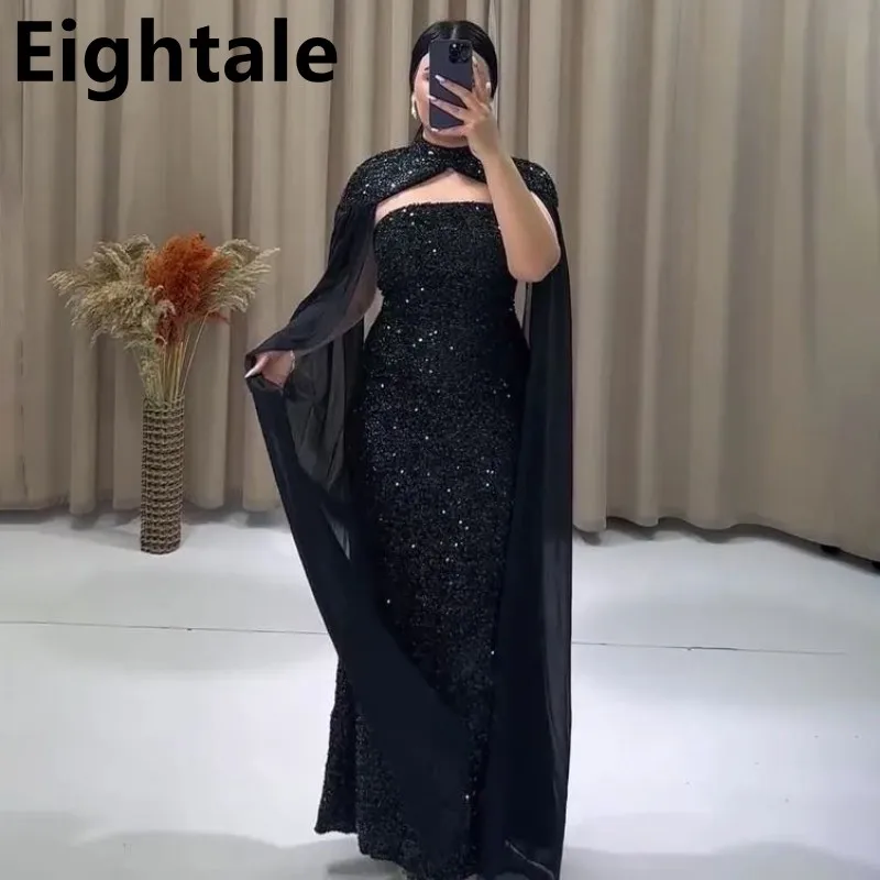 Sevintage 2025 Black Mermaid Sparkle Sequins Evening Dress With Cape Custom Made Arabic Prom Gown Wedding Party Dress Vestidos
Sevintage 2025 Black Mermaid Sparkle Sequins Evening Dress With Cape Custom Made Arabic Prom Gown Wedding Party Dress Vestidos