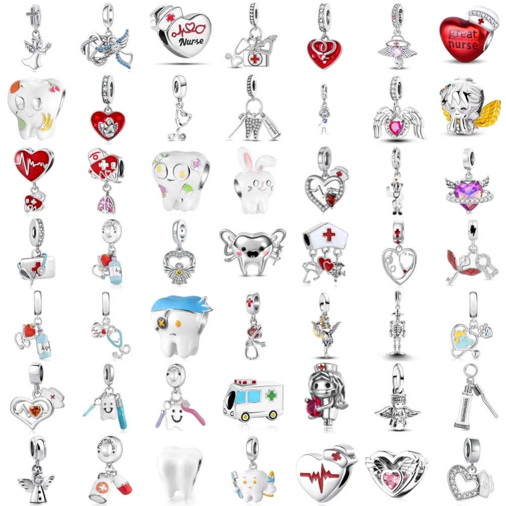Fine Doctor Nurse Charm Angel Bead 925 Silver Tooth Stethoscope Pendant Fit Original Bracelet Accessories Women DIY Jewelry Gift
Fine Doctor Nurse Charm Angel Bead 925 Silver Tooth Stethoscope Pendant Fit Original Bracelet Accessories Women DIY Jewelry Gift
