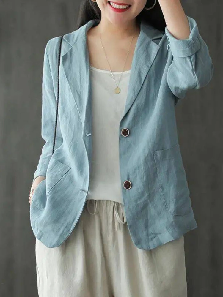 Loose and Comfortable Cotton and Linen Suit Spring Summer New Tops All-match Fashion Long-sleeved Casual Temperament Jacket
Loose and Comfortable Cotton and Linen Suit Spring Summer New Tops All-match Fashion Long-sleeved Casual Temperament Jacket