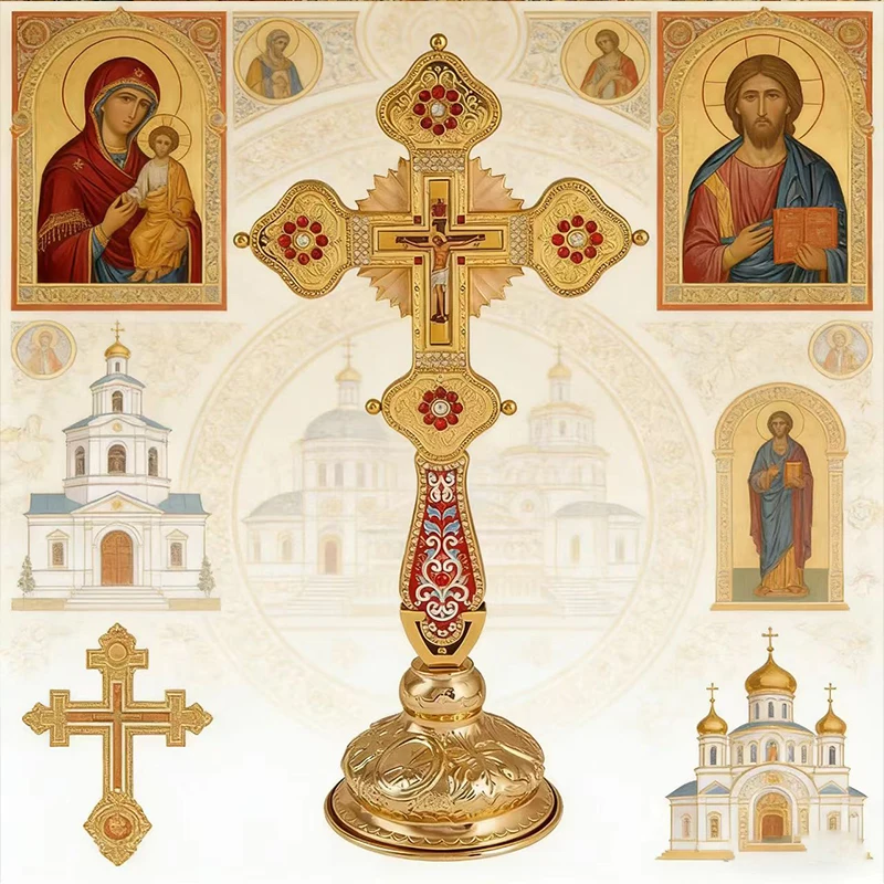 Luxury Orthodox Altar CrossGold-Plated with Enamel Detailing&Crystal Accents Standing Crucifix for Church Worship&Home Devotion
Luxury Orthodox Altar CrossGold-Plated with Enamel Detailing&Crystal Accents Standing Crucifix for Church Worship&Home Devotion