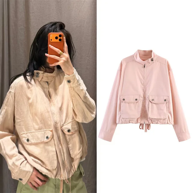 2026 Summer New Style Women's Jacket Pink Long Sleeve with Pocket Decoration Stand Collar Washed Effect Jacket Casual Fashion
2026 Summer New Style Women's Jacket Pink Long Sleeve with Pocket Decoration Stand Collar Washed Effect Jacket Casual Fashion