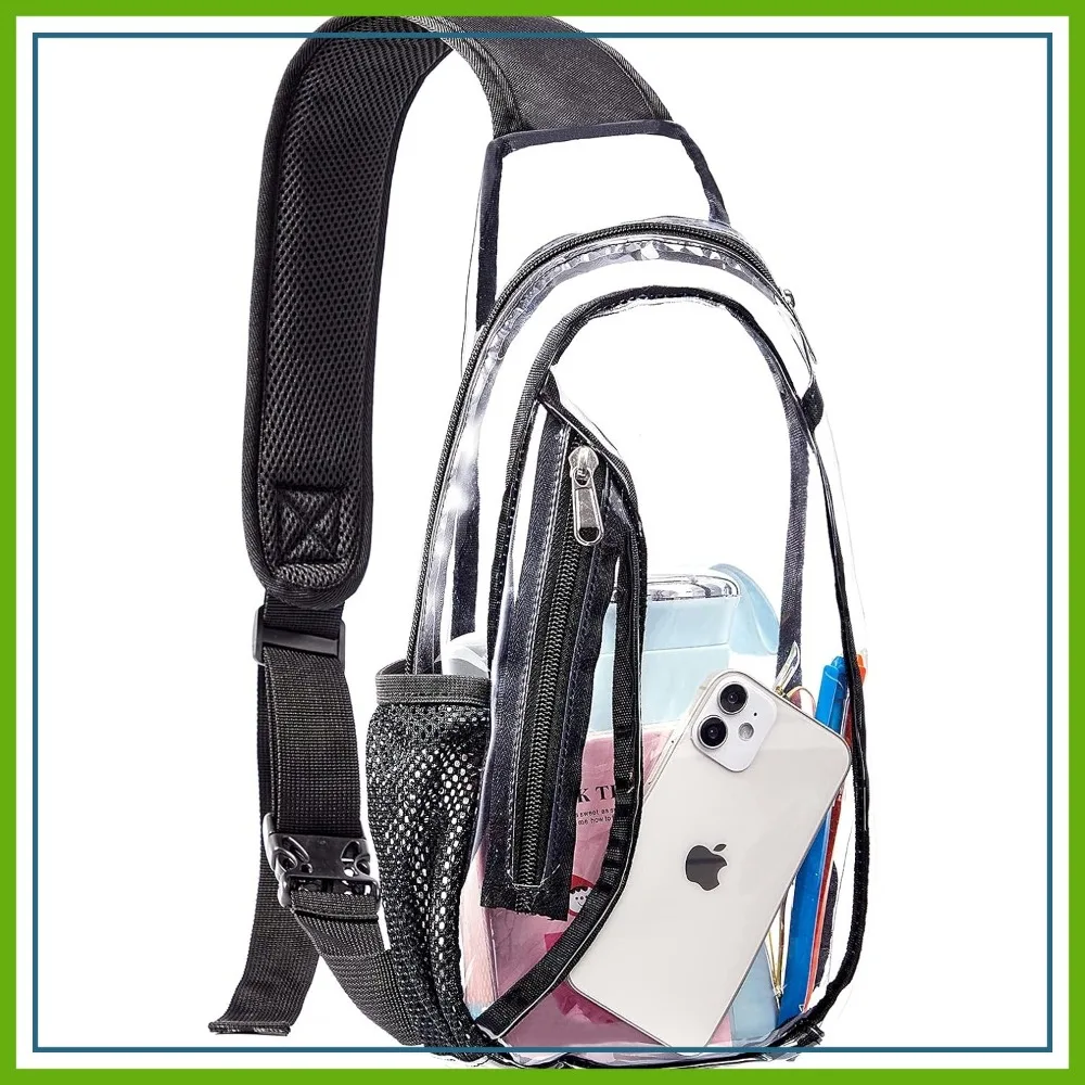 Clear Sling Bag, Stadium Approved PVC Crossbody Backpack, Clear Casual Daypack for Hiking, Concerts
Clear Sling Bag, Stadium Approved PVC Crossbody Backpack, Clear Casual Daypack for Hiking, Concerts