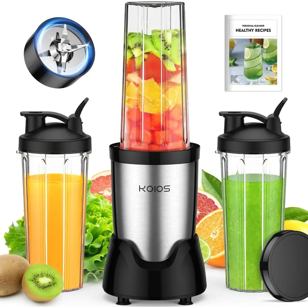 Portable Blender with 3 Reusable 22oz Cups, 22000 RPM, Detachable 6-Blade, Black
Portable Blender with 3 Reusable 22oz Cups, 22000 RPM, Detachable 6-Blade, Black