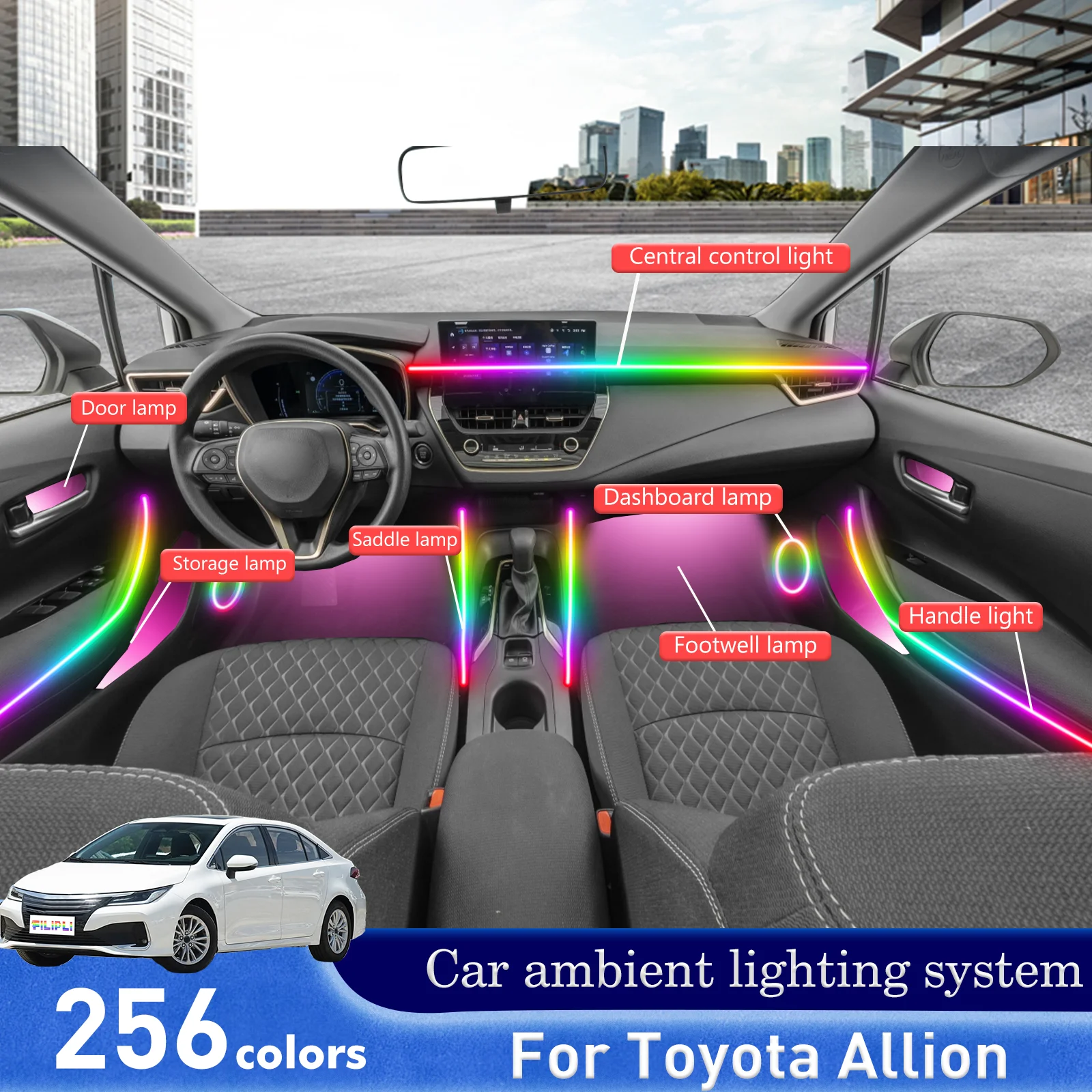 For Toyota Allion RGB 64 Colors LED Car Interior Ambient Light Smart Remote Control Rainbow Acrylic Strip Set
For Toyota Allion RGB 64 Colors LED Car Interior Ambient Light Smart Remote Control Rainbow Acrylic Strip Set
