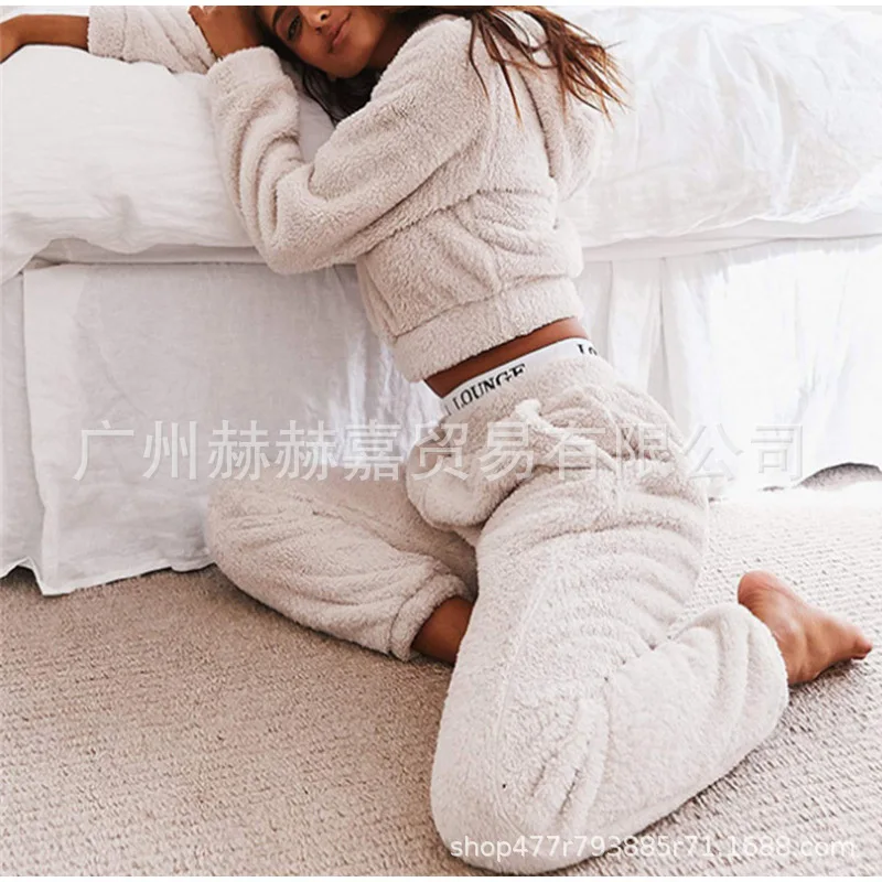 Women's Homewear Two-piece Sets Solid Color Plush Hooded Long Sleeved Top Long Pants Casual Set For Autumn/winter Women Clothing
Women's Homewear Two-piece Sets Solid Color Plush Hooded Long Sleeved Top Long Pants Casual Set For Autumn/winter Women Clothing