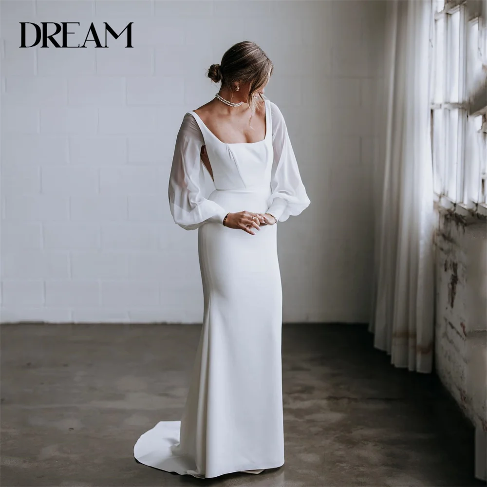 Classic Long Sleeve Mermaid Wedding Dresses 2025 Open Back Square Collar Sweep Train Bridal Gown Vestidos De Novia Customized
Classic Long Sleeve Mermaid Wedding Dresses 2025 Open Back Square Collar Sweep Train Bridal Gown Vestidos De Novia Customized