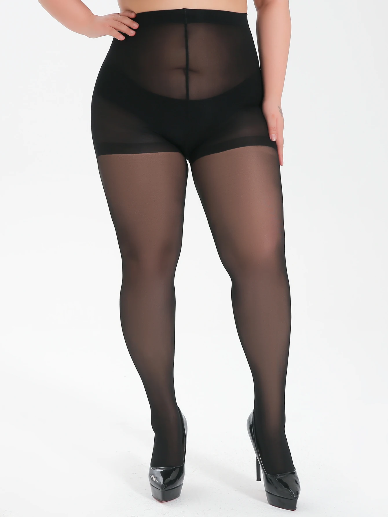 A pair of women's black translucent vertical bar heart-shaped jacquard leggings high stretch fashion pantyhose
A pair of women's black translucent vertical bar heart-shaped jacquard leggings high stretch fashion pantyhose