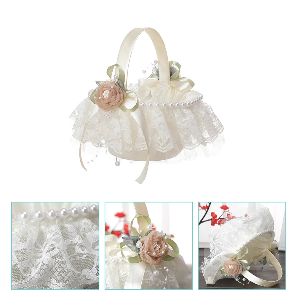 Flower Girl Hand Basket Wedding Floral Rhinestones Party Decoration Elegant Lace Storage Baskets for Weddings Anniversary
Flower Girl Hand Basket Wedding Floral Rhinestones Party Decoration Elegant Lace Storage Baskets for Weddings Anniversary