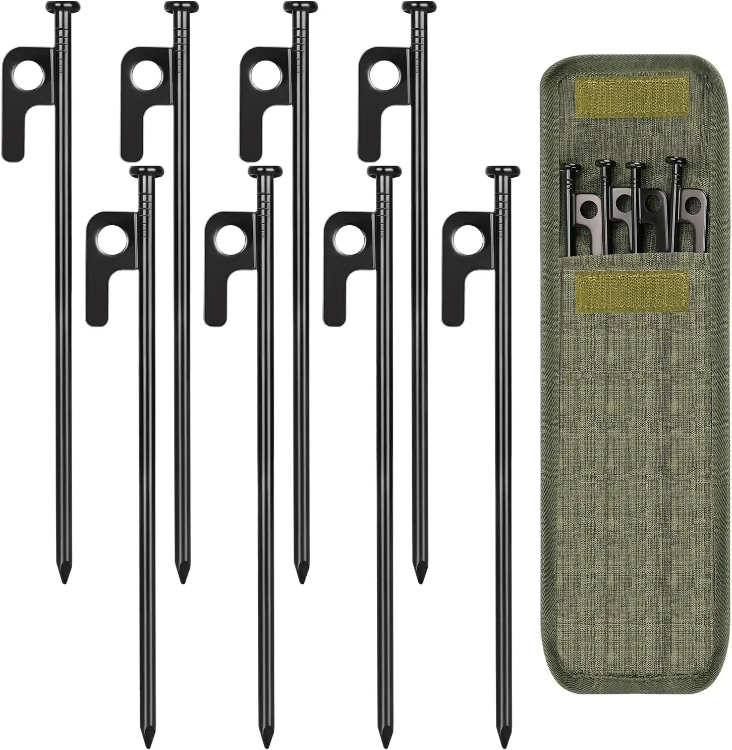 8 Pack 8in Heavy Duty Forged Steel Tent Stakes, with Storage Bag, for Camping
8 Pack 8in Heavy Duty Forged Steel Tent Stakes, with Storage Bag, for Camping