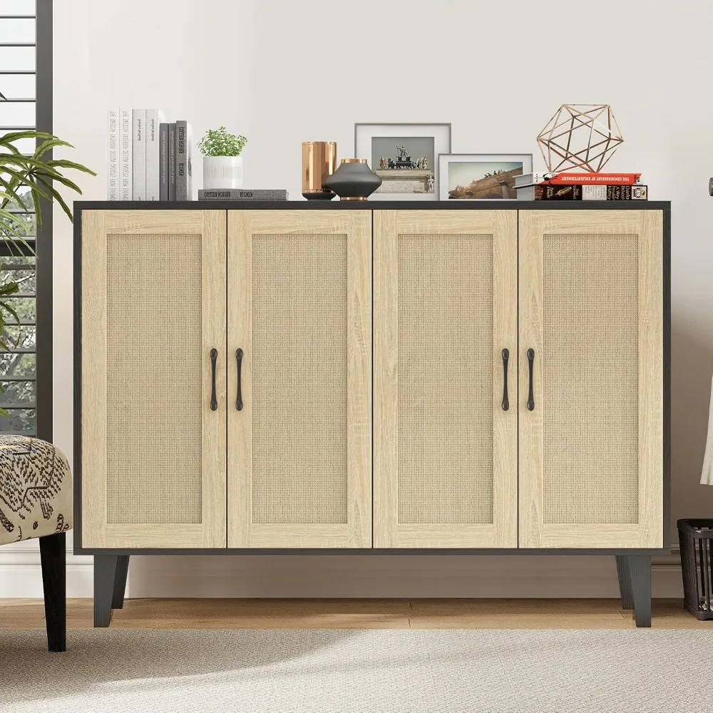 Four-door Sideboard with Rattan Trim, 48.43 X 34.65 X 15 Inches
Four-door Sideboard with Rattan Trim, 48.43 X 34.65 X 15 Inches