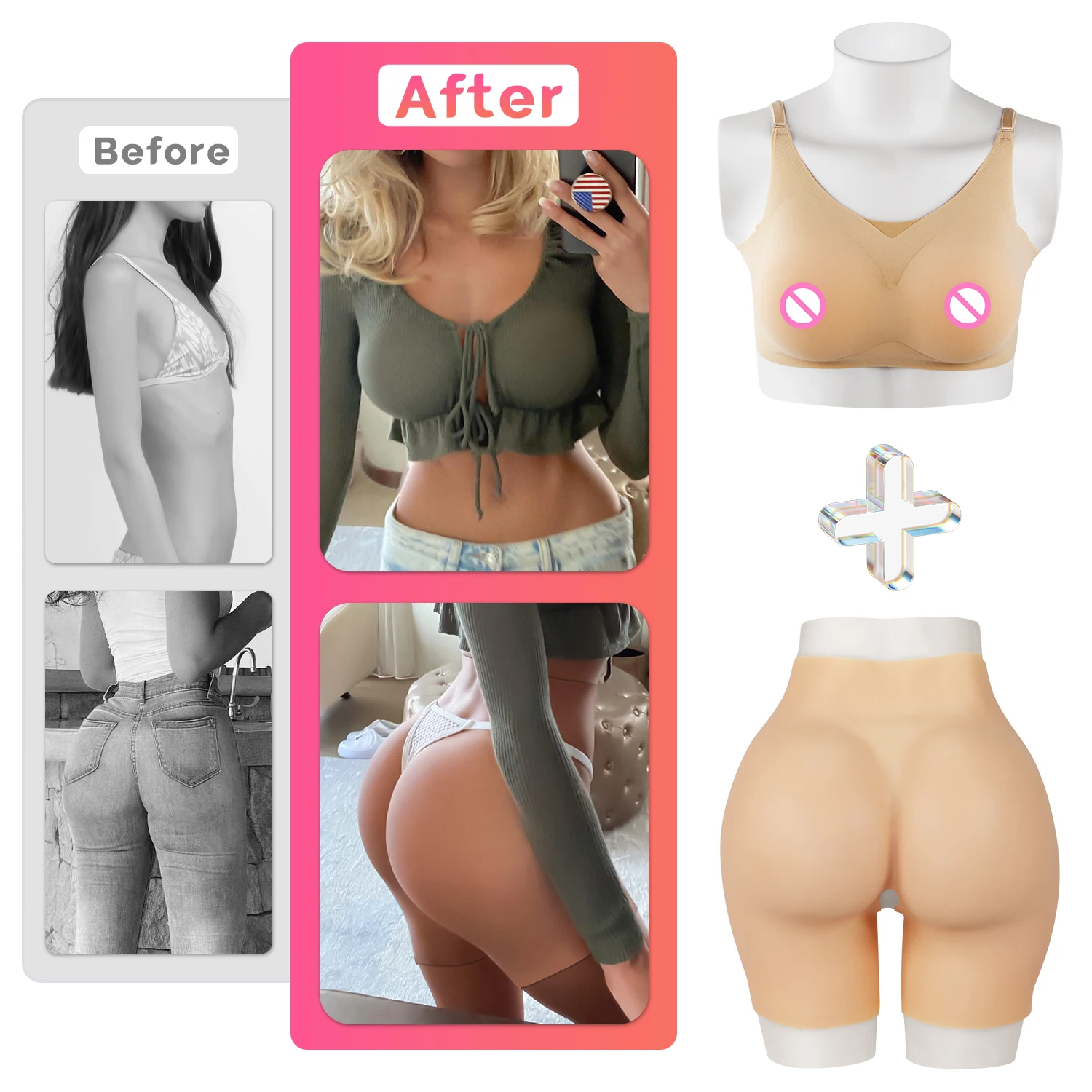 Artificial Silicone Breast Forms and Fake Buttocks for Postoperative Women Crossdresser Bum and Hips Enhancement Shapewear
Artificial Silicone Breast Forms and Fake Buttocks for Postoperative Women Crossdresser Bum and Hips Enhancement Shapewear