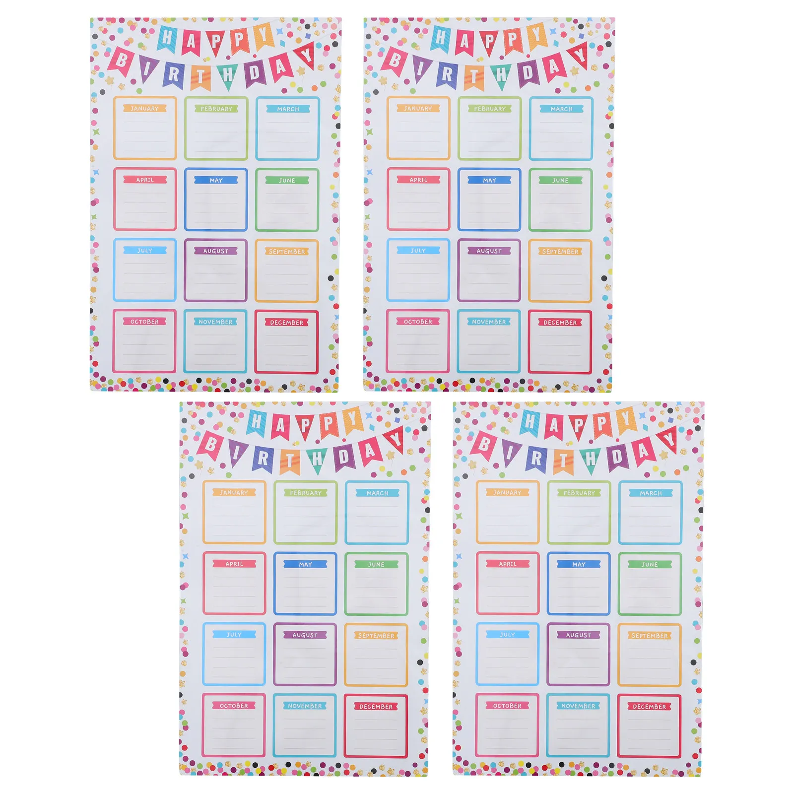 4Pcs Birthday Chart Posters Classroom Easy Install Happy Birthday Poster Calendar Bulletin Board Decoration Reusable Teaching
4Pcs Birthday Chart Posters Classroom Easy Install Happy Birthday Poster Calendar Bulletin Board Decoration Reusable Teaching