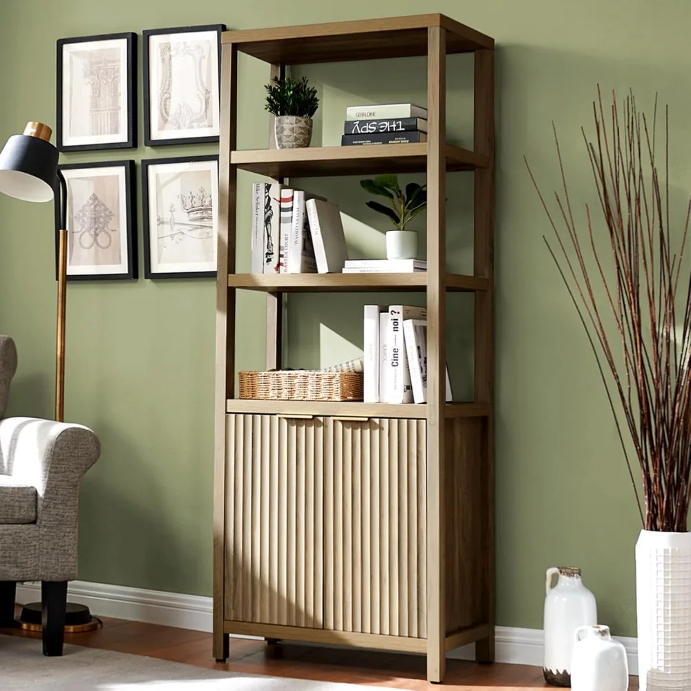 Oxford Bookshelf, Tall Book Shelf with Doors Cabinet, 5-Tier Bookcase, Wooden Bookshelves with Fluted Panel, Large Bookcases wit
Oxford Bookshelf, Tall Book Shelf with Doors Cabinet, 5-Tier Bookcase, Wooden Bookshelves with Fluted Panel, Large Bookcases wit