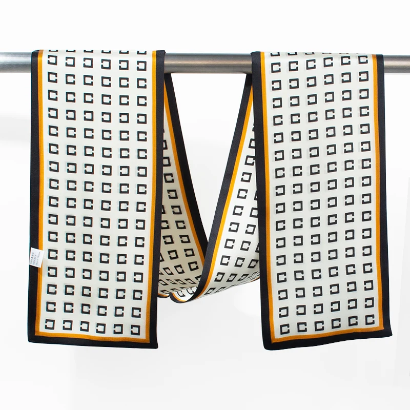 Women 100% Mulberry Silk Long Ribbon Scarf 145×16cm Classic C Letter Print Neck Tie for Office Suit Coat Business Daily Outfit
Women 100% Mulberry Silk Long Ribbon Scarf 145×16cm Classic C Letter Print Neck Tie for Office Suit Coat Business Daily Outfit