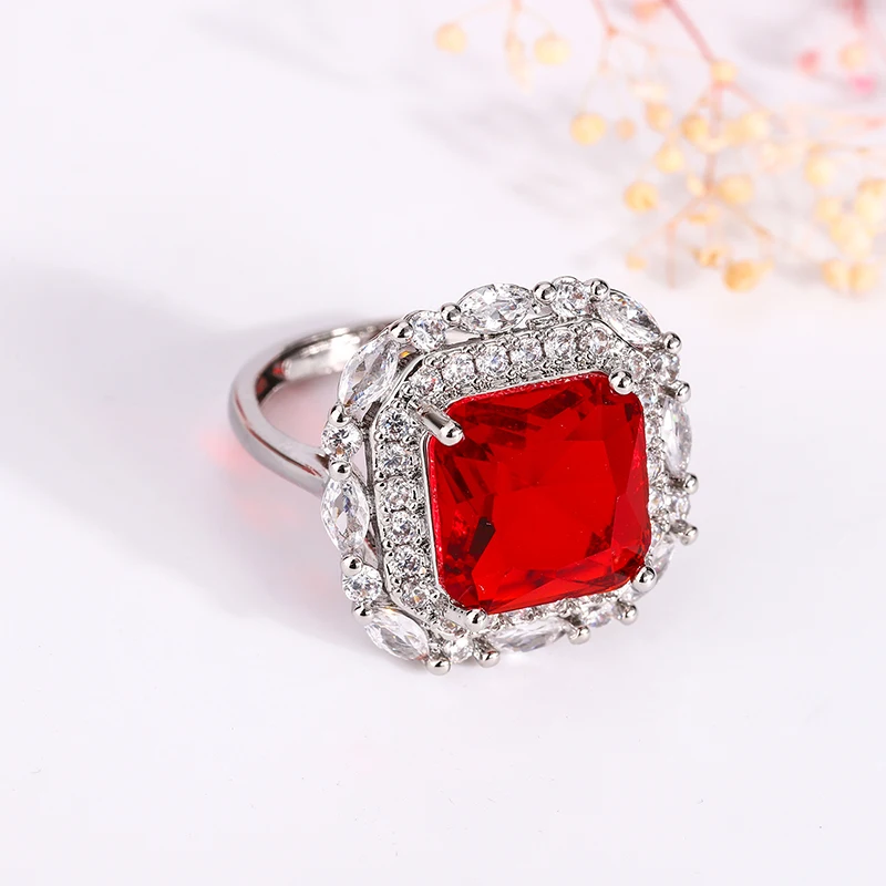 Geometric 925 Silver Plated Square Zircon Ring for Women Fashion Red Zircon Ring Party Anniversary Birthday Jewelry Gift
Geometric 925 Silver Plated Square Zircon Ring for Women Fashion Red Zircon Ring Party Anniversary Birthday Jewelry Gift