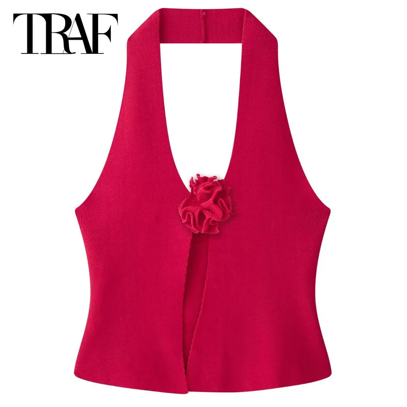 TRAF Halter Floral Tank Top Women's Vests Tanks & Camis Red Knit Tops Off Shoulder Sleeveless Backless Vests Cut Out Sexy Tops
TRAF Halter Floral Tank Top Women's Vests Tanks & Camis Red Knit Tops Off Shoulder Sleeveless Backless Vests Cut Out Sexy Tops