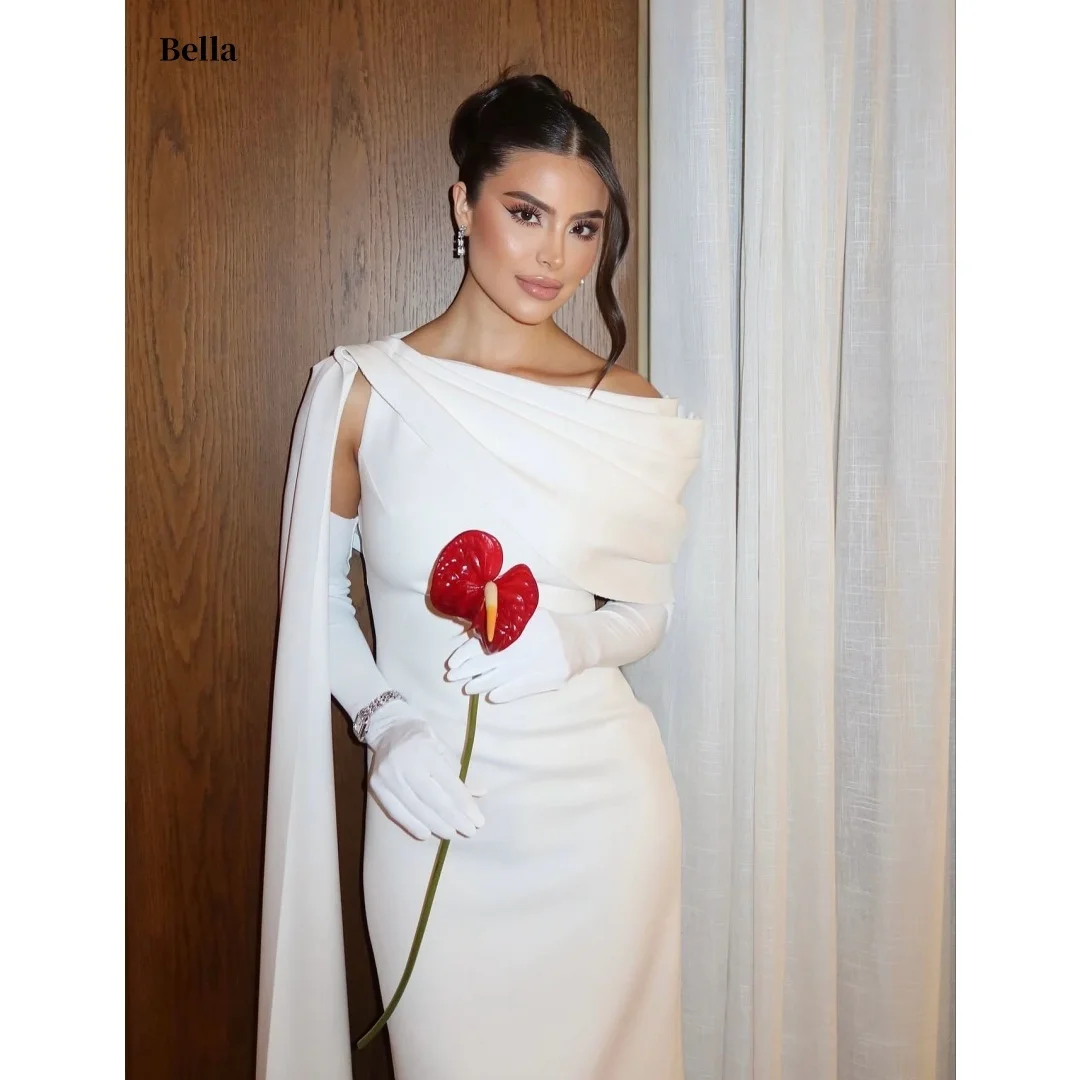 Bella Customized White One Shoulder Prom Dress Party Dresses robes de soirée with Cape and Gloves for Women Formal Evening Gown
Bella Customized White One Shoulder Prom Dress Party Dresses robes de soirée with Cape and Gloves for Women Formal Evening Gown