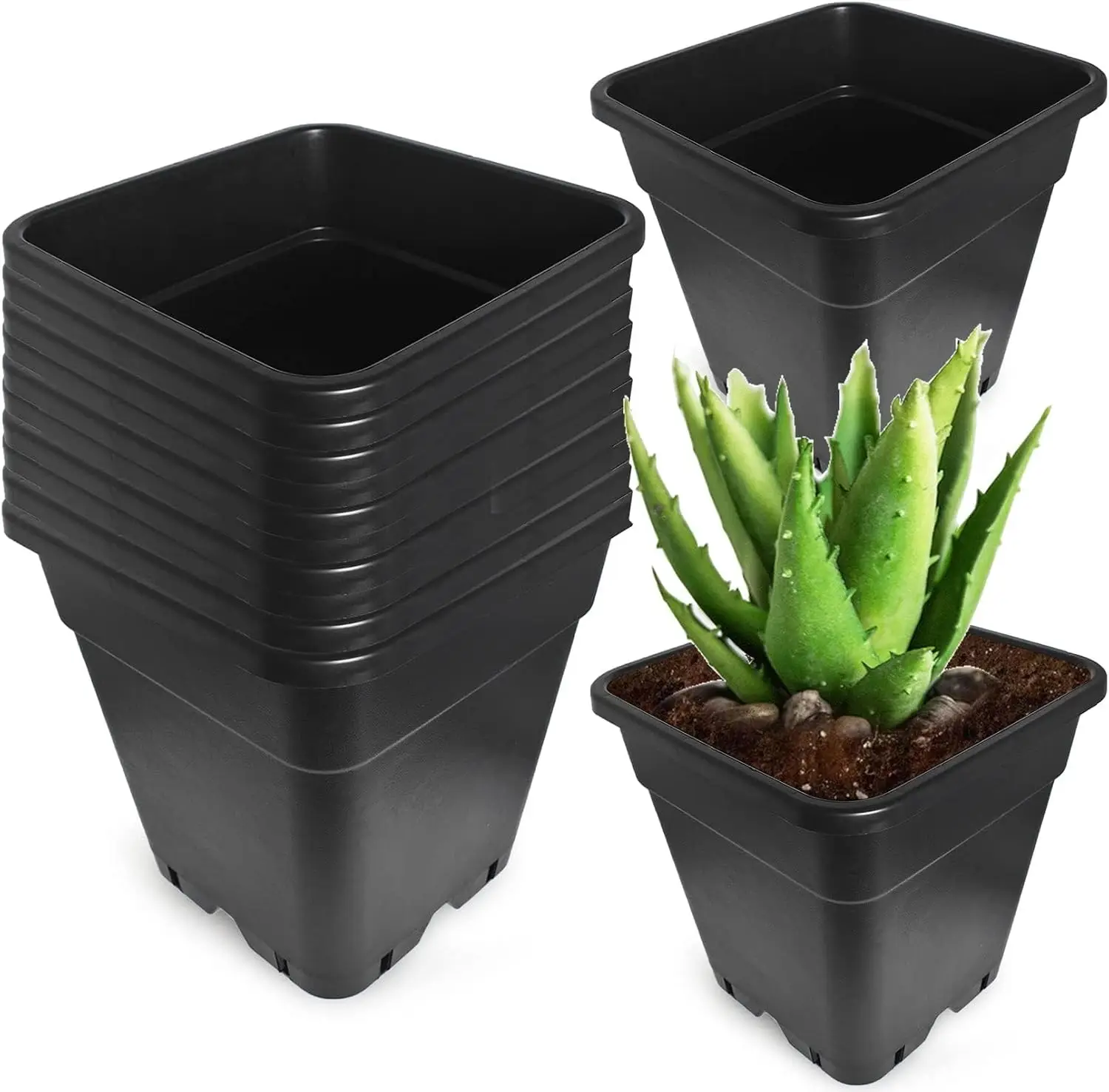 Set of 10 Black 5-Gallon Square Flexible Plastic Nursery Pots, Ideal for Flowers, Vegetables, and Succulents
Set of 10 Black 5-Gallon Square Flexible Plastic Nursery Pots, Ideal for Flowers, Vegetables, and Succulents