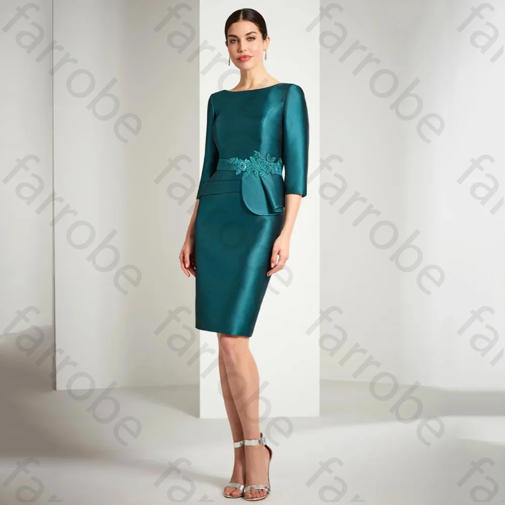 Customized Elegant Boat Neck Short Mother of The Bride Dresses Appliques Wedding Party Gowns with 3/4 Sleeves Knee for Women
Customized Elegant Boat Neck Short Mother of The Bride Dresses Appliques Wedding Party Gowns with 3/4 Sleeves Knee for Women