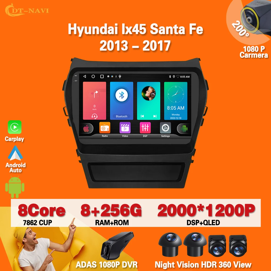 For Hyundai Ix45 Santa Fe 2013 2014 2015 2016 2017 Car Radio Video Player Navigation Stereo GPS Android 14 WIFI BT 4G Carplay
For Hyundai Ix45 Santa Fe 2013 2014 2015 2016 2017 Car Radio Video Player Navigation Stereo GPS Android 14 WIFI BT 4G Carplay