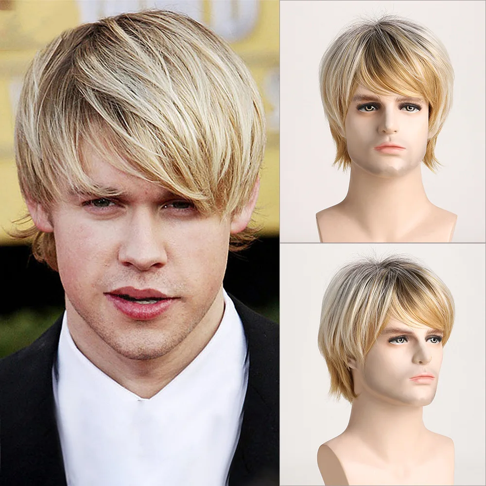 European and American light golden short hair men's synthetic fiber wig, fashionable and versatile for daily wear
European and American light golden short hair men's synthetic fiber wig, fashionable and versatile for daily wear