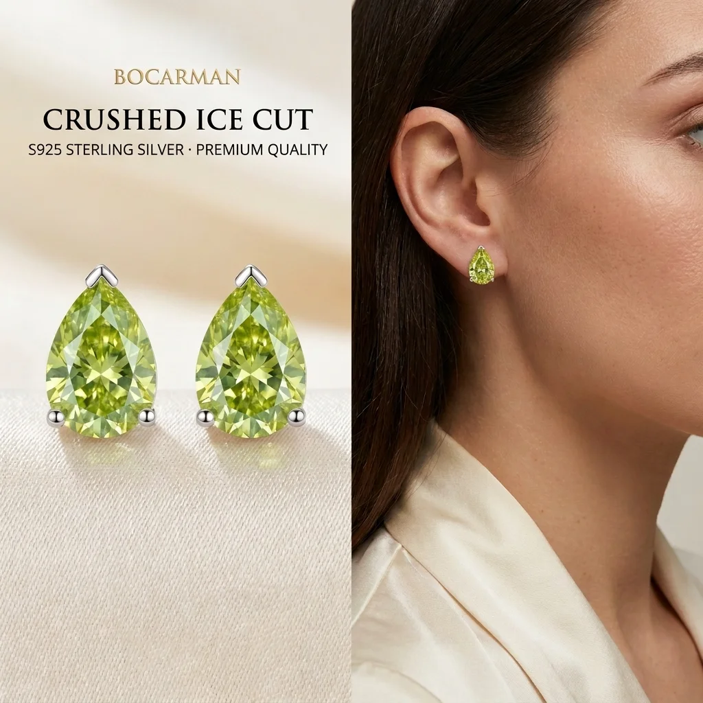 Bocarman High Quality 18K Gold-Plated Sterling Silver Minimalist Design Colorful Ice Flower Cut Pear-Shaped Stud Earrings
Bocarman High Quality 18K Gold-Plated Sterling Silver Minimalist Design Colorful Ice Flower Cut Pear-Shaped Stud Earrings