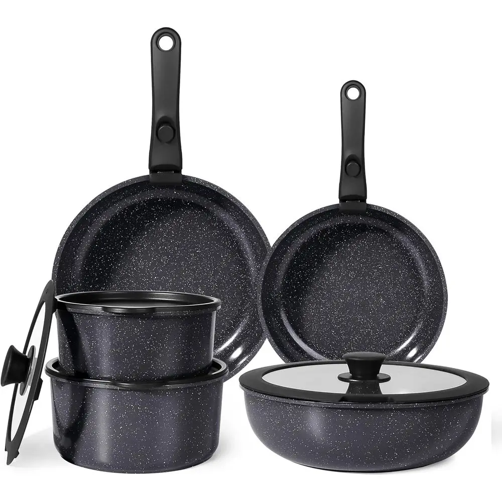 11-Piece Nonstick Detachable Handle Cookware Set, Induction Safe, Oven and Dishwasher Friendly
11-Piece Nonstick Detachable Handle Cookware Set, Induction Safe, Oven and Dishwasher Friendly