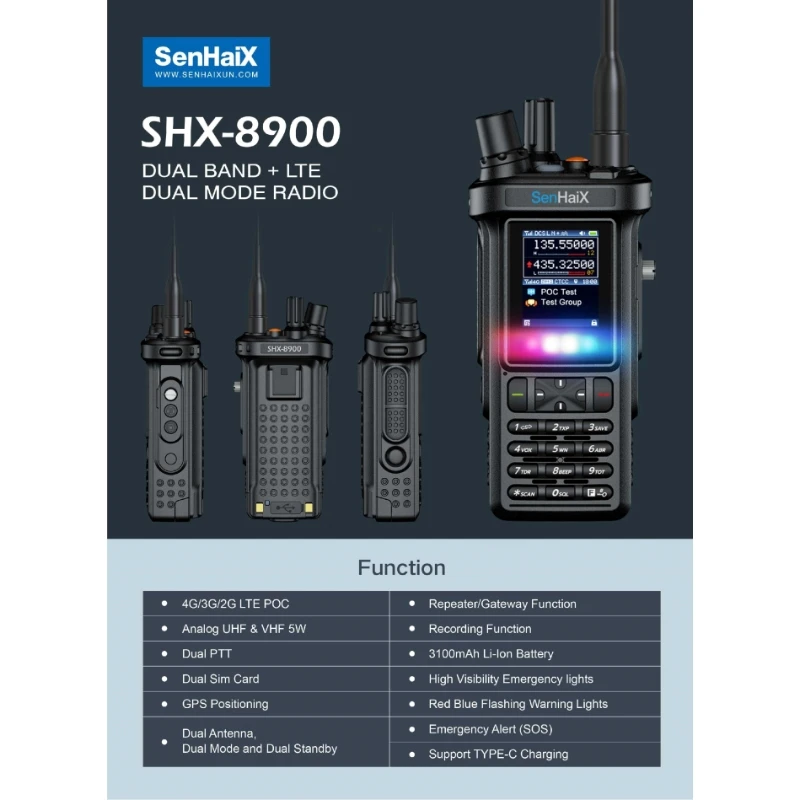 Senhaix/8900 High-End Multifunctional Dual-Mode Outdoor Walkie-Talkie with Built-In Bluetooth GPS Cross-Mode Transfer Feature
Senhaix/8900 High-End Multifunctional Dual-Mode Outdoor Walkie-Talkie with Built-In Bluetooth GPS Cross-Mode Transfer Feature