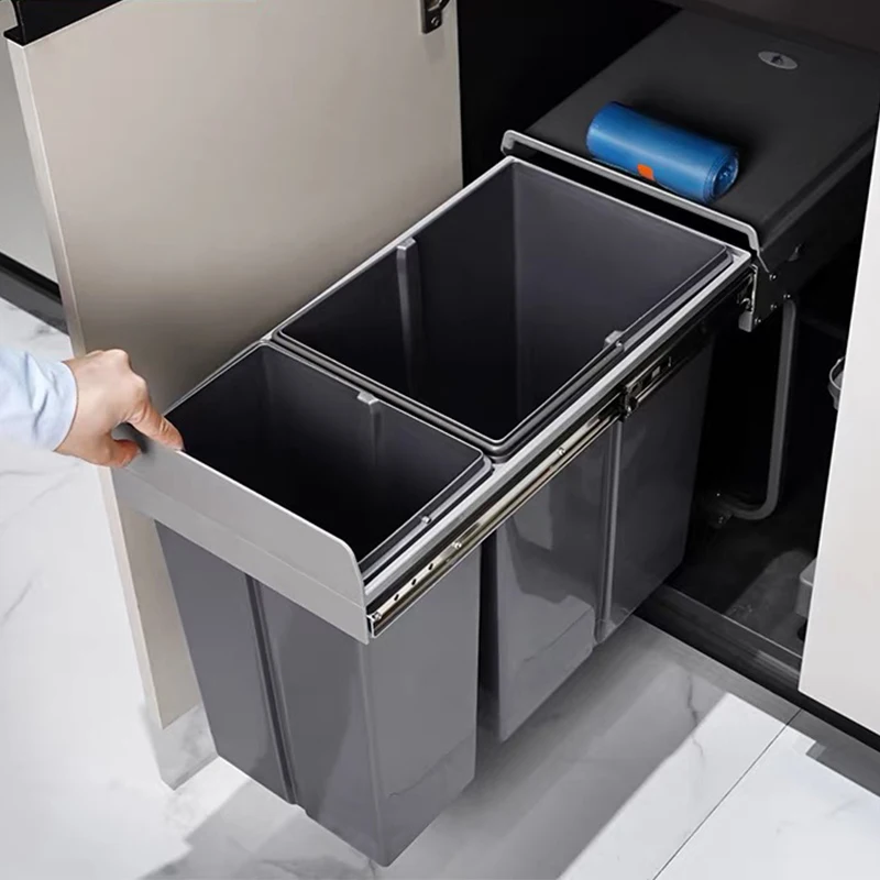 Trash bin garbage closed drawer jar plastic double garbage gray sliding cabinet built-in kitchen pull-out
Trash bin garbage closed drawer jar plastic double garbage gray sliding cabinet built-in kitchen pull-out