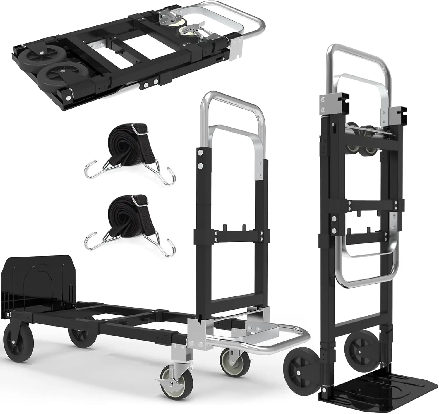 3-in-1 Folding Hand Truck, Heavy Duty Steel Dolly, 500 LBS Capacity, Telescopic Handle, Convertible Utility Cart
3-in-1 Folding Hand Truck, Heavy Duty Steel Dolly, 500 LBS Capacity, Telescopic Handle, Convertible Utility Cart