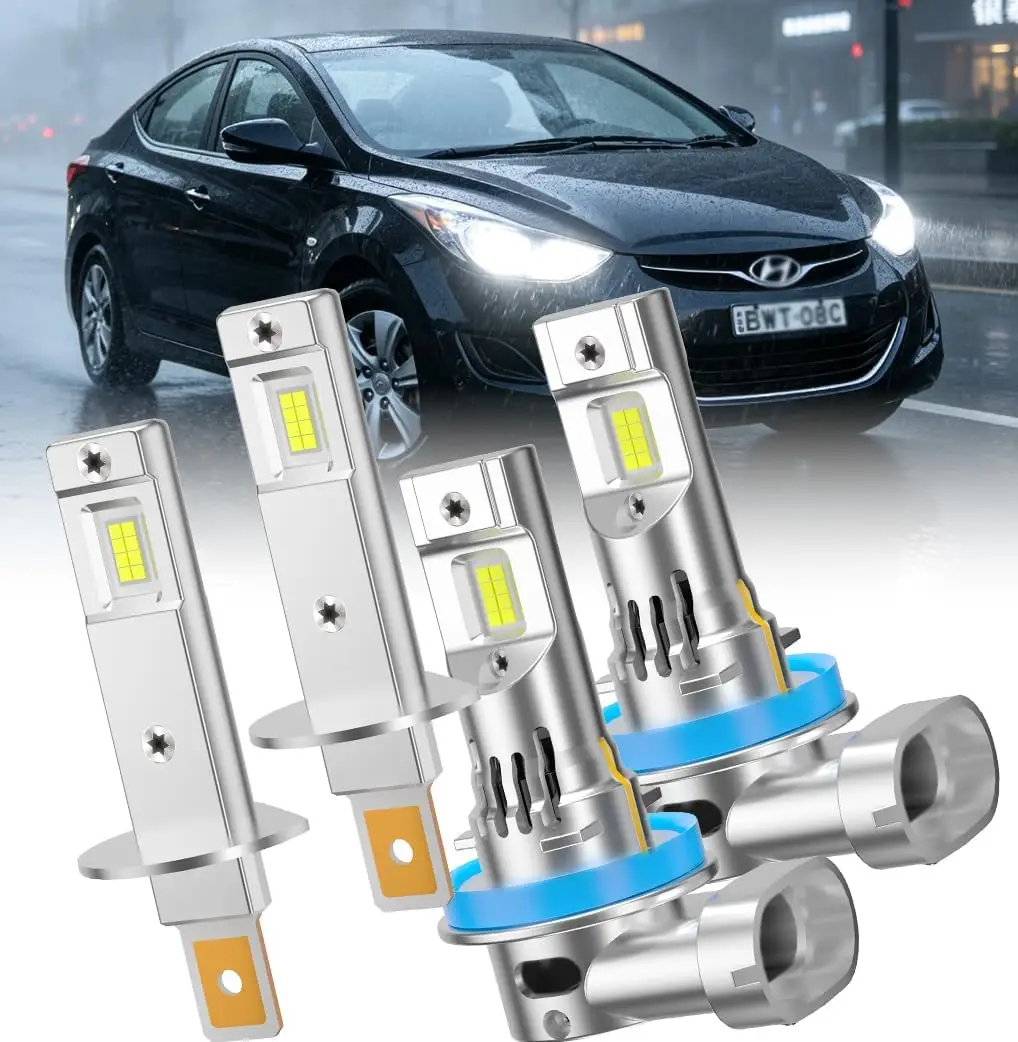 600% Brighter H11 H1 LED Bulbs for Hyundai Elantra 2011-2013, 6500K White, Fanless Copper Heat Sink, Plug & Play IP68
600% Brighter H11 H1 LED Bulbs for Hyundai Elantra 2011-2013, 6500K White, Fanless Copper Heat Sink, Plug & Play IP68