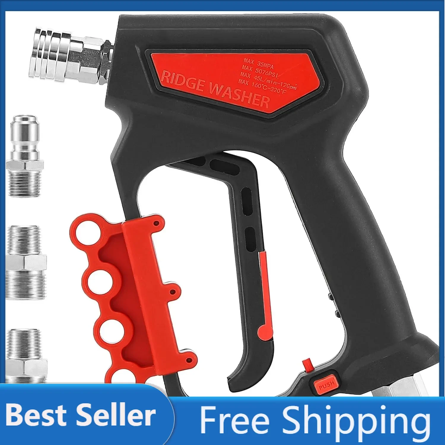 RIDGE WASHER Pressure Washer Gun 5000 PSI with Nozzle Bracket, 12 GPM, Power Washer Trigger Gun with 1/4" Quick Connector
RIDGE WASHER Pressure Washer Gun 5000 PSI with Nozzle Bracket, 12 GPM, Power Washer Trigger Gun with 1/4" Quick Connector