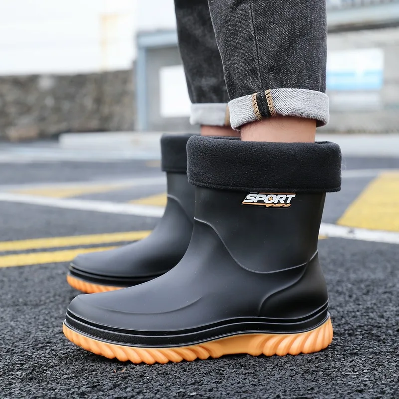 Fashionable Men's Rain Boots New Model Mid-Calf Outdoor Waterproof Slip-Resistant Fleece-Lined Adult Water Shoes
Fashionable Men's Rain Boots New Model Mid-Calf Outdoor Waterproof Slip-Resistant Fleece-Lined Adult Water Shoes