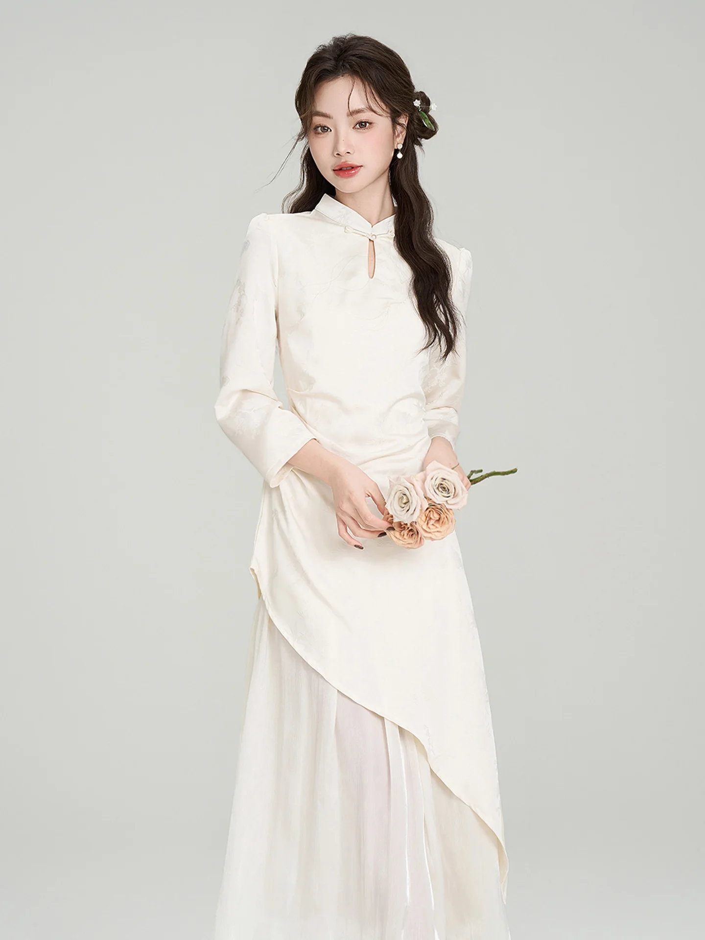 Young Girl's New Chinese Style Dress High Waist Asymmetrical Skirt A-Line Silhouette Nine-Quarter Sleeve Zipper Back
Young Girl's New Chinese Style Dress High Waist Asymmetrical Skirt A-Line Silhouette Nine-Quarter Sleeve Zipper Back