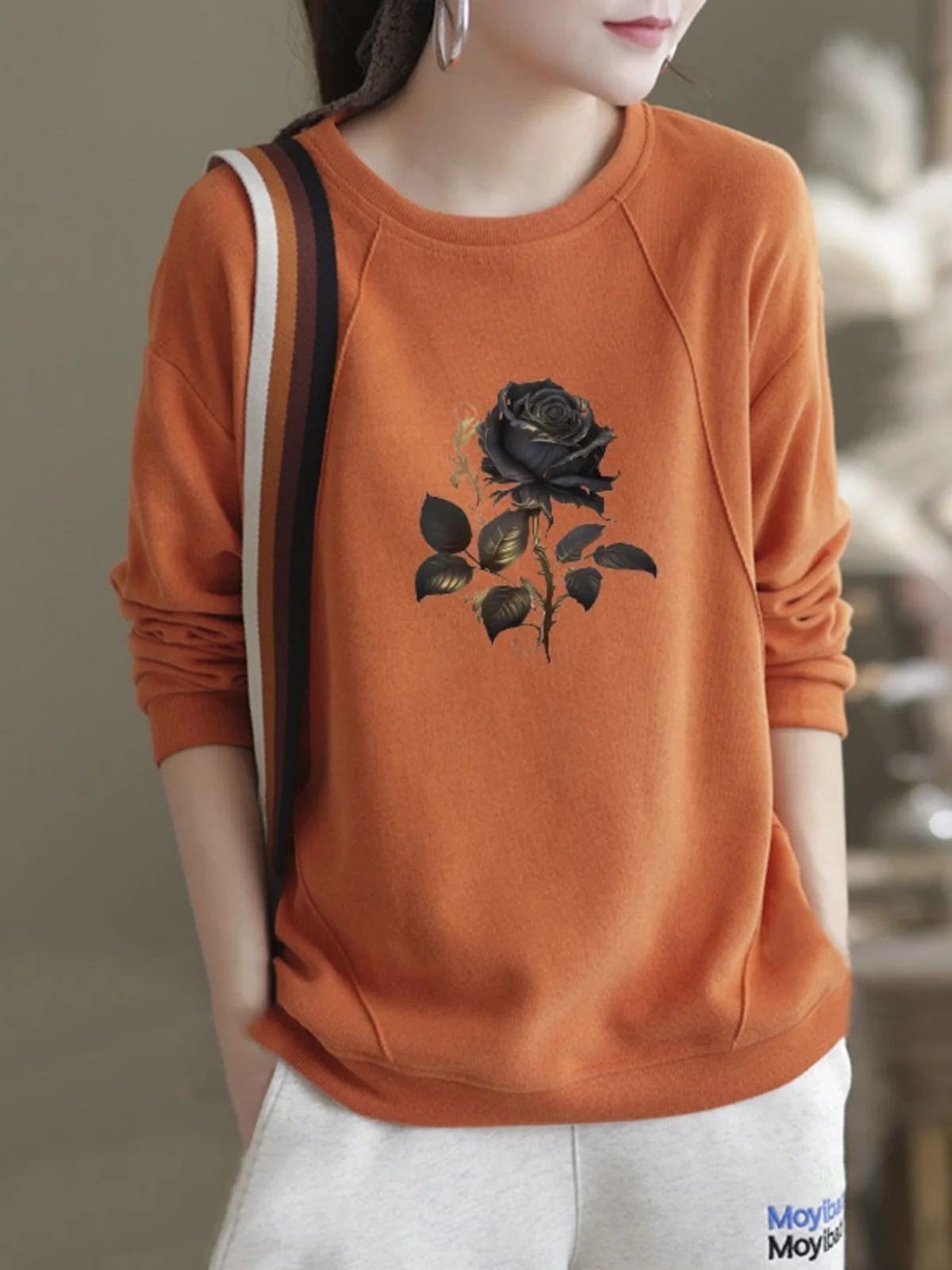 Loose Fit Long Sleeve round Neck Pure Cotton Sweatshirt Women's Autumn Winter New Style Fashionable Base Layer Top
Loose Fit Long Sleeve round Neck Pure Cotton Sweatshirt Women's Autumn Winter New Style Fashionable Base Layer Top