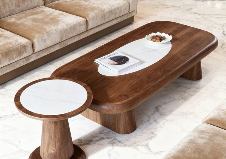 Medieval walnut coffee table combination new household small apartment
Medieval walnut coffee table combination new household small apartment