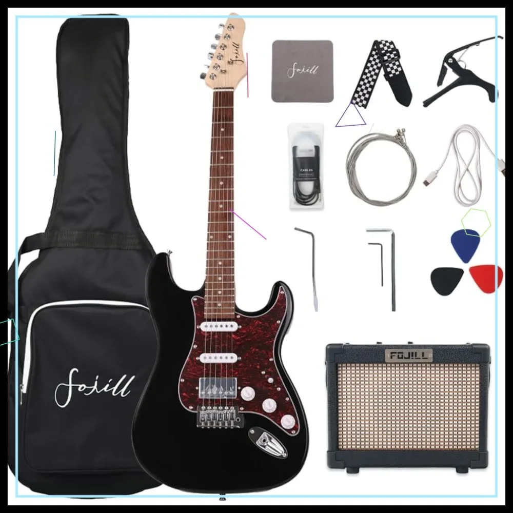 Full Size Electric Guitar Kit with Bluetooth Amp, Bag, Picks, Cable, Strap & Extra Strings - 39 Inch HSS Pickup
Full Size Electric Guitar Kit with Bluetooth Amp, Bag, Picks, Cable, Strap & Extra Strings - 39 Inch HSS Pickup