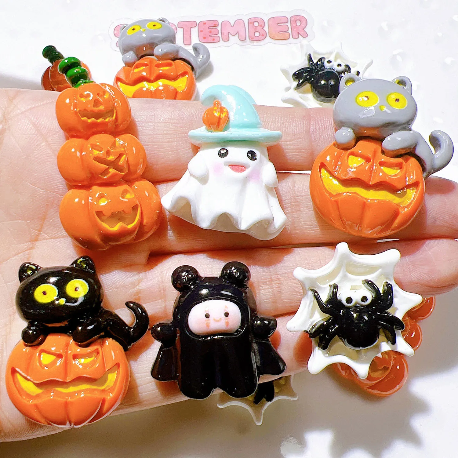 100pcs New Kawaii Halloween Pumpkin Spider ghost Resin Flatback Cabochon Scrapbook Embellishments Accessories
100pcs New Kawaii Halloween Pumpkin Spider ghost Resin Flatback Cabochon Scrapbook Embellishments Accessories